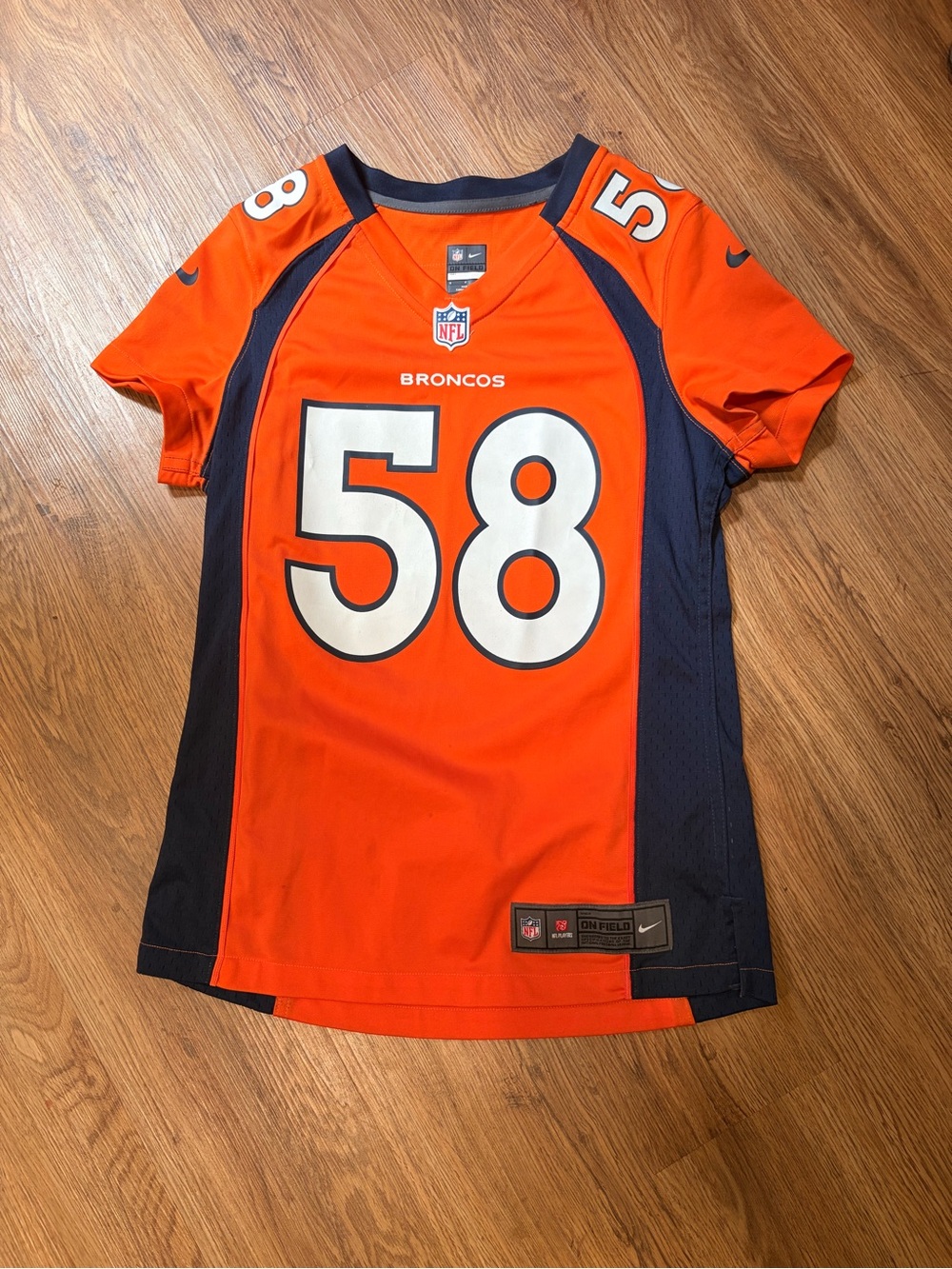 Nike NFL On-Field Denver Broncos #58 Von Miller orange game jersey